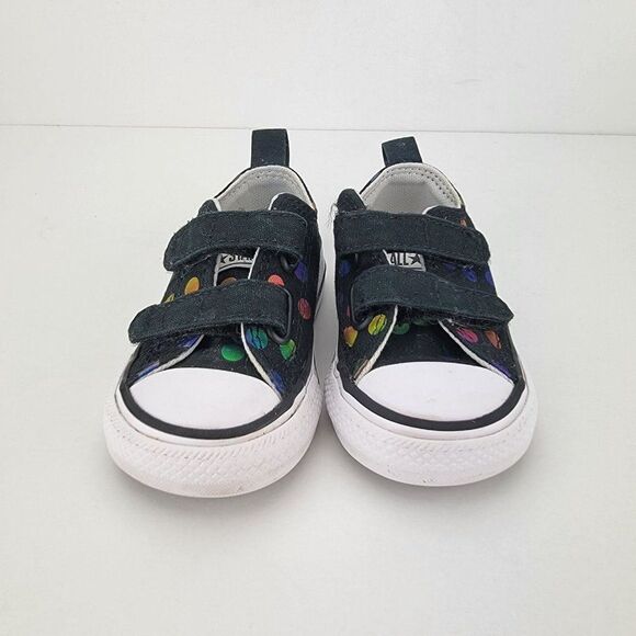 Converse All Star Infant Size 3 Multicolor Poka Dots Hook Loop Sneakers 769847F - Picture 2 of 7